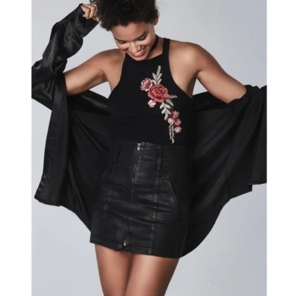 NWT, Carmar for LF Anne Gray Wax Coated Denim Skirt - Picture 1 of 16